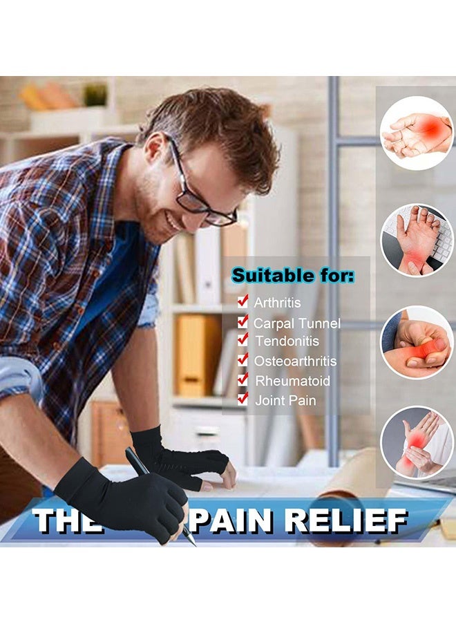 Fingerless Copper Compression Gloves Arthritis Pain Relief Hand Support Gloves for Men Women Carpal Tunnel Rheumatoid Tendonitis Relief Suitable for Daily Work Sports Rehabilitation Typing(Size L) - Image 3