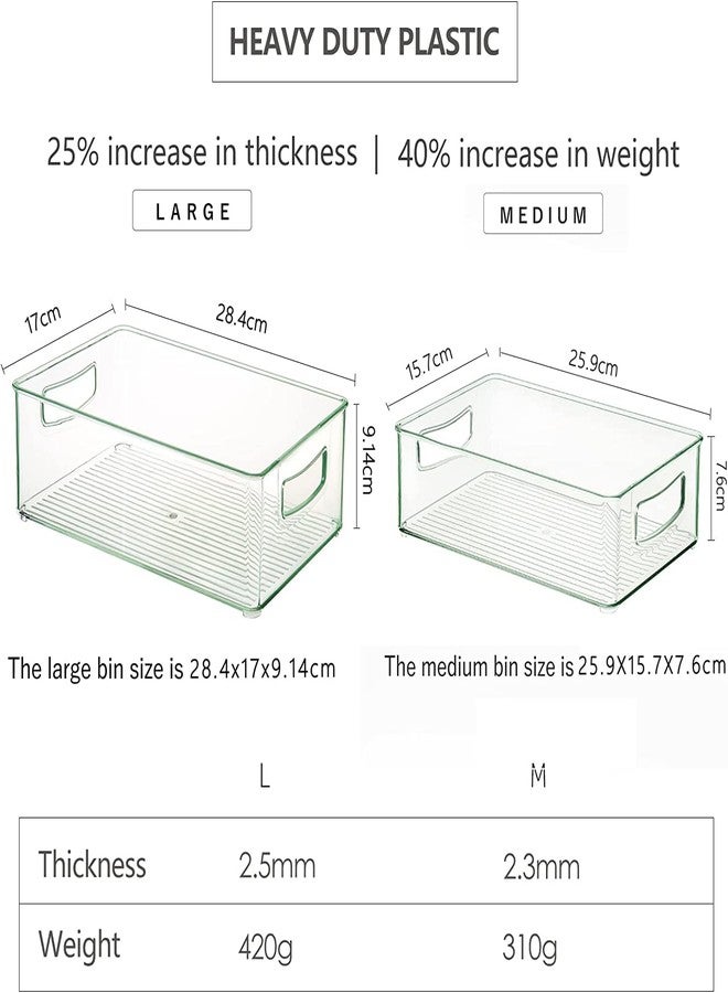 Snazzy Set Of 8 Refrigerator Organizer Bins (4 Large u0026 4 Medium sizes) - Stackable Fridge Organizer, Clear Plastic Storage Bins for Kitchen, Pantry, Freezer, Cabinets, Linen Closets - Image 4
