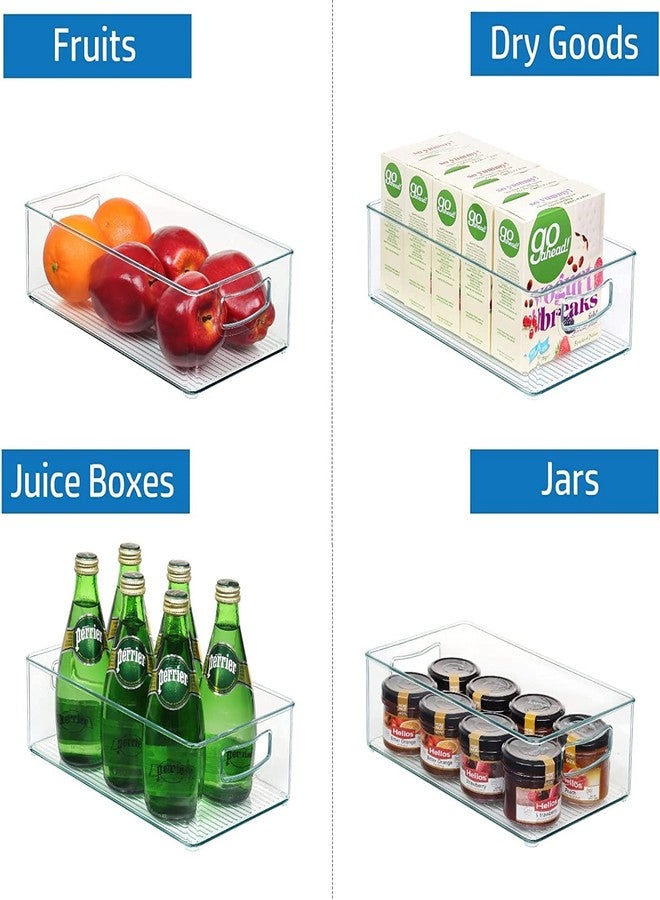 Snazzy Set Of 8 Refrigerator Organizer Bins (4 Large u0026 4 Medium sizes) - Stackable Fridge Organizer, Clear Plastic Storage Bins for Kitchen, Pantry, Freezer, Cabinets, Linen Closets - Image 3