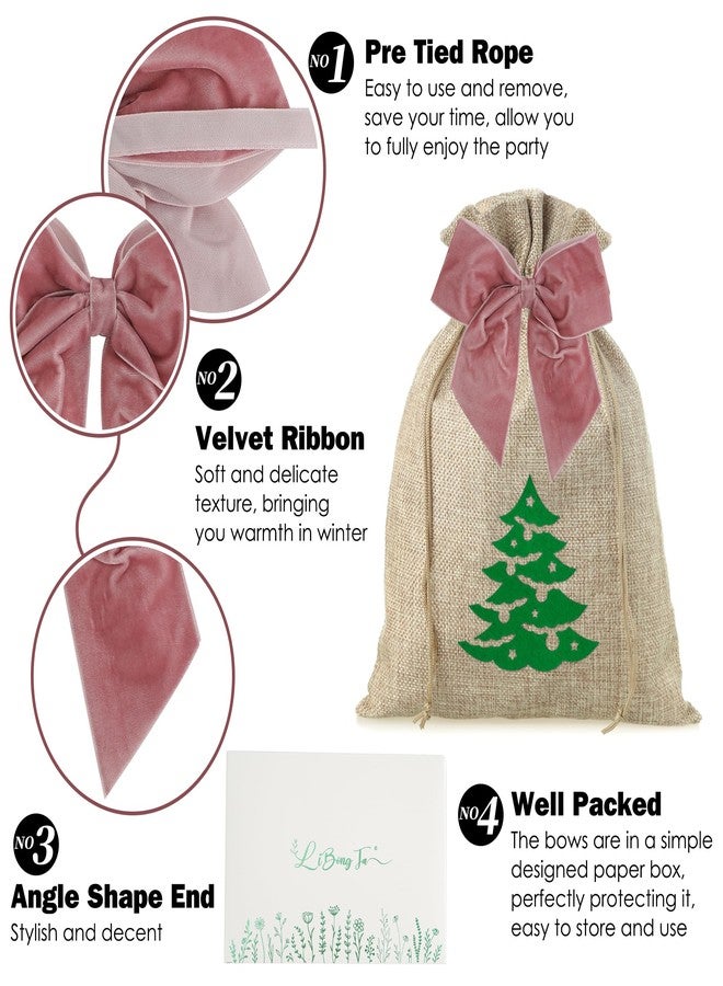 LiBongTa 12 PCs Dusty Rose Velvet Ribbon Bow 5'' Pre Tied Bows, Pink Valentines Day Bows for Tree, Party Favor, Gift Wrapping, Premade Vintage Velvet Bow for Wreaths, Bouquets, Treat Bag - Image 3