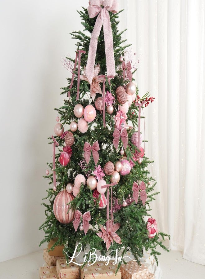 LiBongTa 12 PCs Dusty Rose Velvet Ribbon Bow 5'' Pre Tied Bows, Pink Valentines Day Bows for Tree, Party Favor, Gift Wrapping, Premade Vintage Velvet Bow for Wreaths, Bouquets, Treat Bag - Image 4