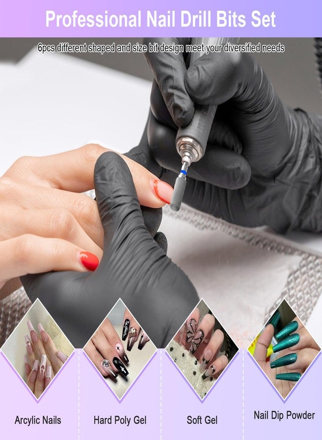 CGBE Nail Drill Bits, 6 Piece Nail Drill Bit Grinding Heads Carbide Machine Accessories for Manicure Remove Acrylic or Hard Gel Polygel, 3/32 Inch Professional Bits for Nail Cutter - Medium - Image 5