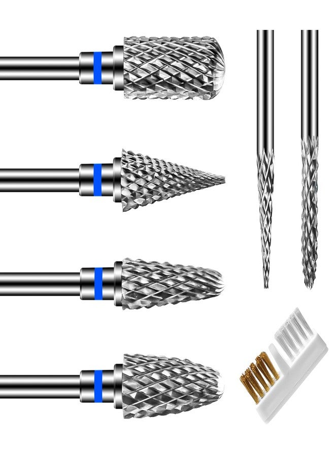 CGBE Nail Drill Bits, 6 Piece Nail Drill Bit Grinding Heads Carbide Machine Accessories for Manicure Remove Acrylic or Hard Gel Polygel, 3/32 Inch Professional Bits for Nail Cutter - Medium - Image 1
