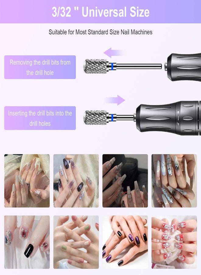 CGBE Nail Drill Bits, 6 Piece Nail Drill Bit Grinding Heads Carbide Machine Accessories for Manicure Remove Acrylic or Hard Gel Polygel, 3/32 Inch Professional Bits for Nail Cutter - Medium - Image 3