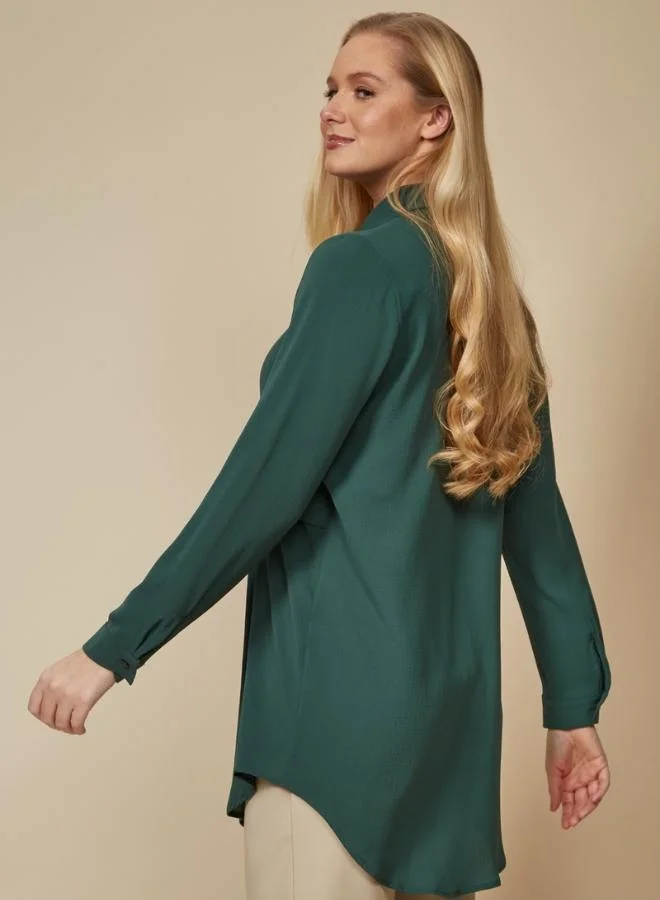 Hoxton Gal Green Oversized Long Sleeve Shirt