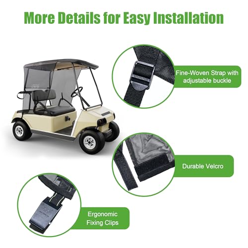 10L0L Golf Cart Sun Shade Cover for Club Car DS Precedent and EZGO TXT RXV, UV Heat Resistant Sunshade Curtain - Image 5