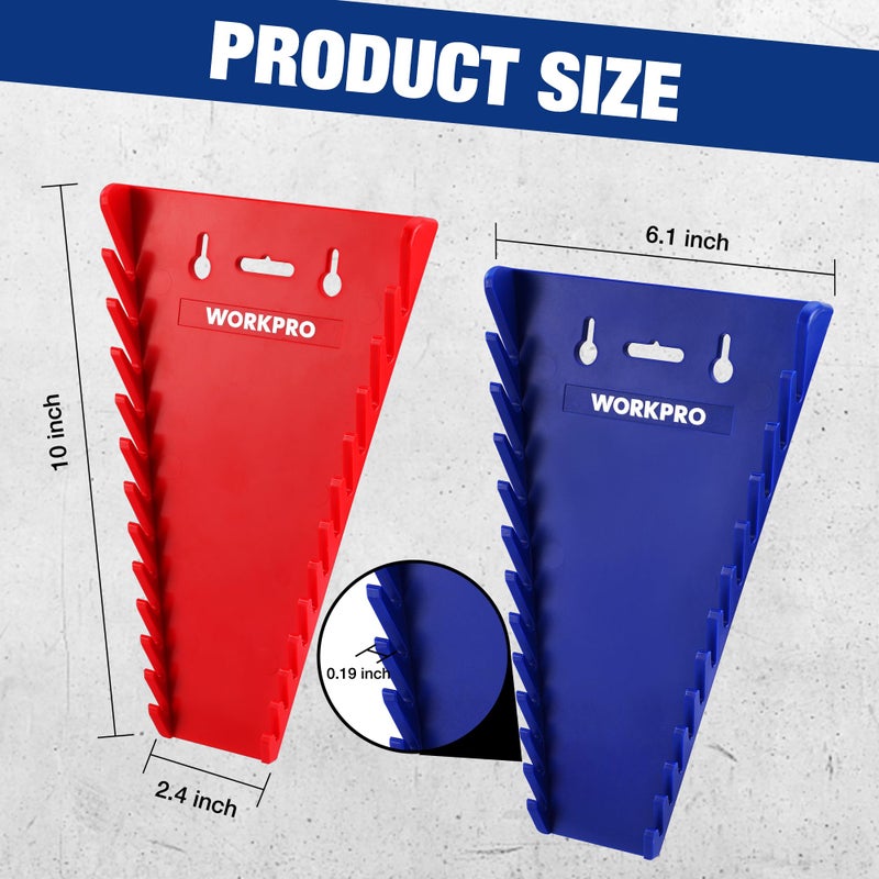 WORKPRO 2-Pack Magnetic Wrench Organizer, 12-Piece Wrench Holder Set for Tool Box Drawer, Wrenches Rack Tool Trays SAE(1/4" - 15/16") and Metric(6mm-24mm) - Image 3