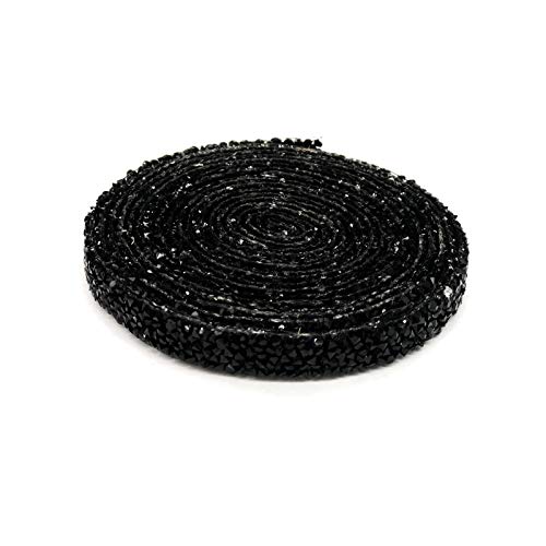 Dowarm 3 Yards Rhinestone Ribbon, Rhinestone Ribbon Roll, Bling Hotfix Rhinestones Mesh Wrap, Sewing Rhinestone Trim for Wedding Party Decoration (Black, 1.0CM / 0.39inch Width) - Image 2