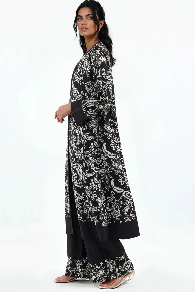 جينيفر Floral Tunic And Wide-Leg Pants Set