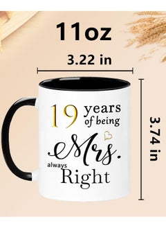 SHOP NEW ARRIVALS 19 Year Anniversary Coffee Mugs Set of 2, 19 Years of Being Mr Right/Mrs Always Right, 19th Wedding Anniversary Decorations Gifts Presents Cups for Couple Parents Grandparents  - Image 4