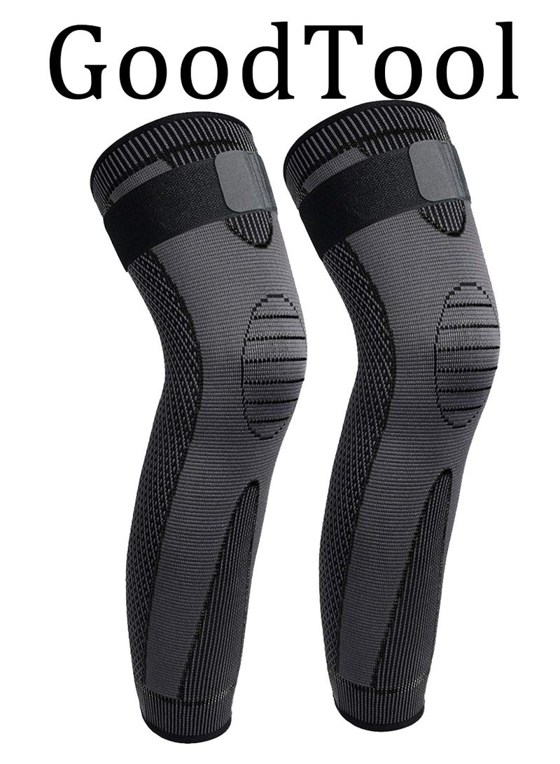 GoodTool Full Leg Compression Sleeves Long Knee Brace Knee Support Protector With Adjustable Long Knee Support For Arthritis Tendonitis Meniscus Tear ACL For Men And Woman - Image 1