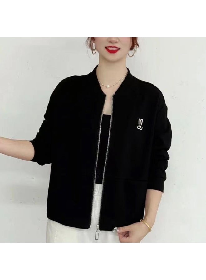 Spring And Autumn New Long Sleeve Jacket Women's Sports Casual All-match Baseball Suit Korean Embroidered Jacket Top Zipper Cardigan 