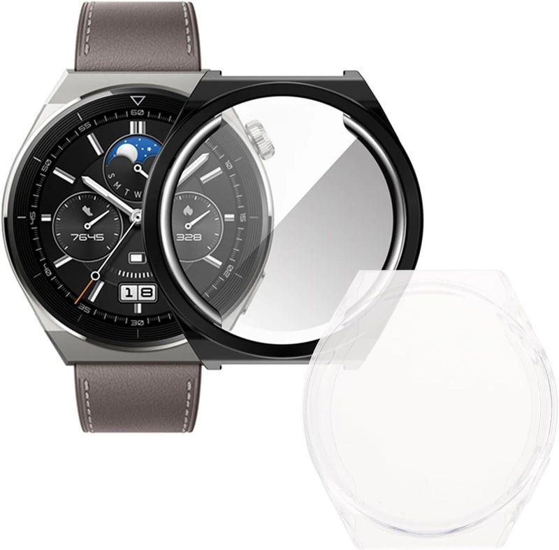 2Pcs TPU Electroplated Watch Protective Case for 46mm Smartwatch, Black Anti-Scratch Detachable Screen Protector Accessories - Image 3