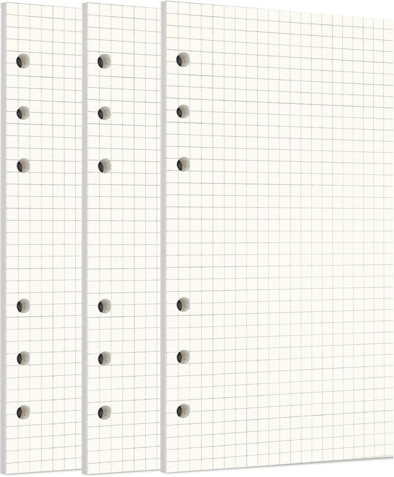 Zelten 3 Pack A6 135 Sheets/270 Pages Squared Loose Leaf Punched Paper Refills Paper for 6 Hole Binder Personal Organizer Diary Notebook Refillable Planner - Image 1