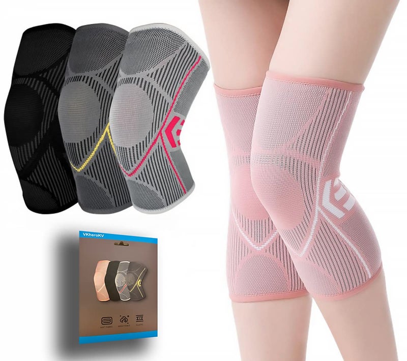 cheekyglo KN01 Knee Brace For Women & Men Knee Sleeve For Pain Compression Knee Protector Support 1 Pair (Pink, Medium)Medium Pink - Image 1