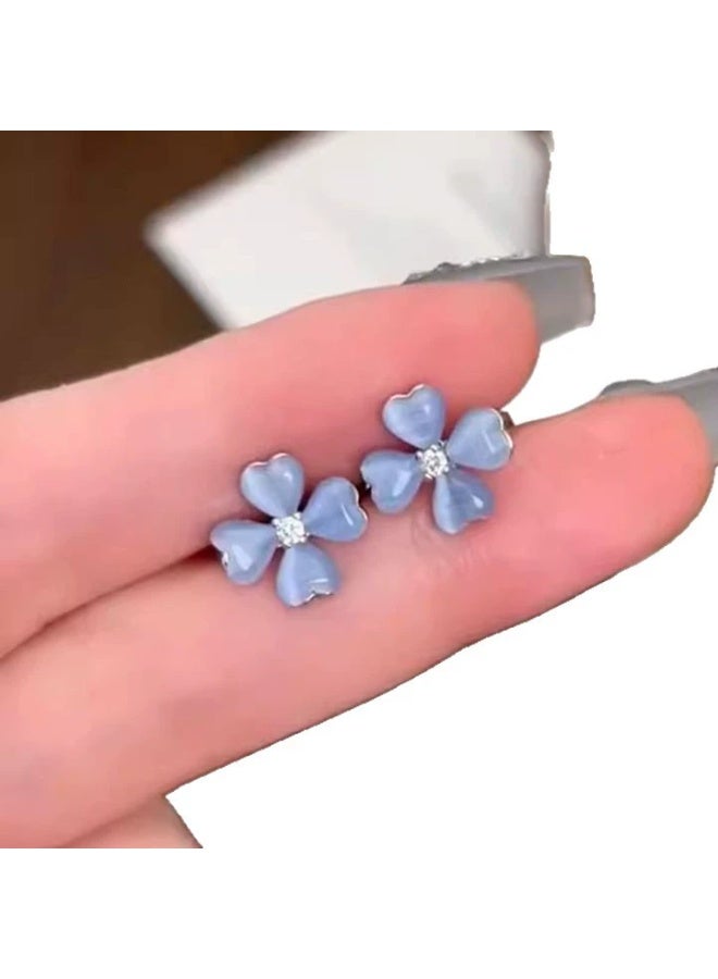 Goolsky Blue Flower Stud Earrings – Summer New Minimalist Elegant Earrings for Women - Image 1