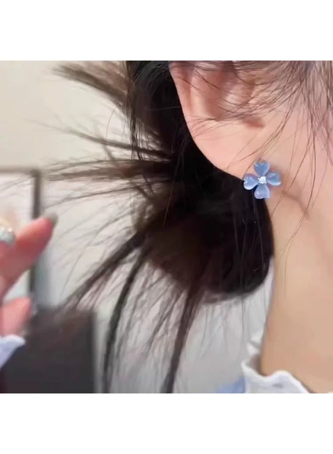 Goolsky Blue Flower Stud Earrings – Summer New Minimalist Elegant Earrings for Women - Image 2