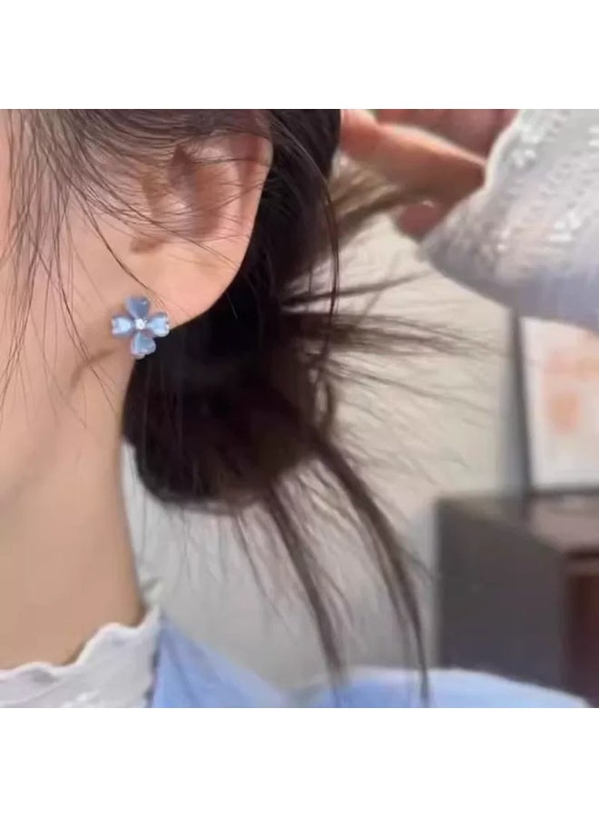 Goolsky Blue Flower Stud Earrings – Summer New Minimalist Elegant Earrings for Women - Image 3