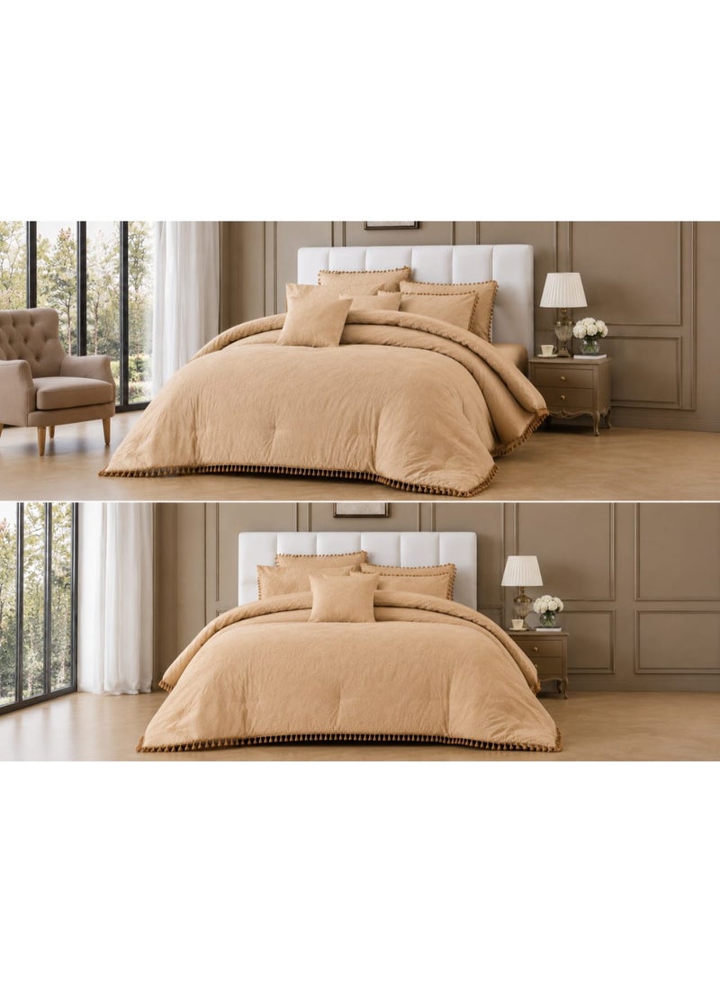 8-piece summer jacquard double bed set with luxurious lace – elegant design and a regal touch for a sophisticated bedroom - Image 2
