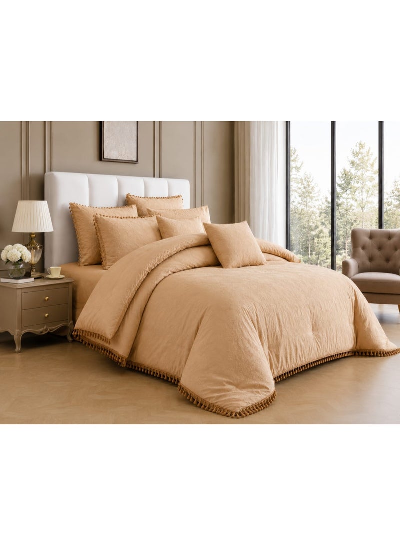8-piece summer jacquard double bed set with luxurious lace – elegant design and a regal touch for a sophisticated bedroom - Image 1