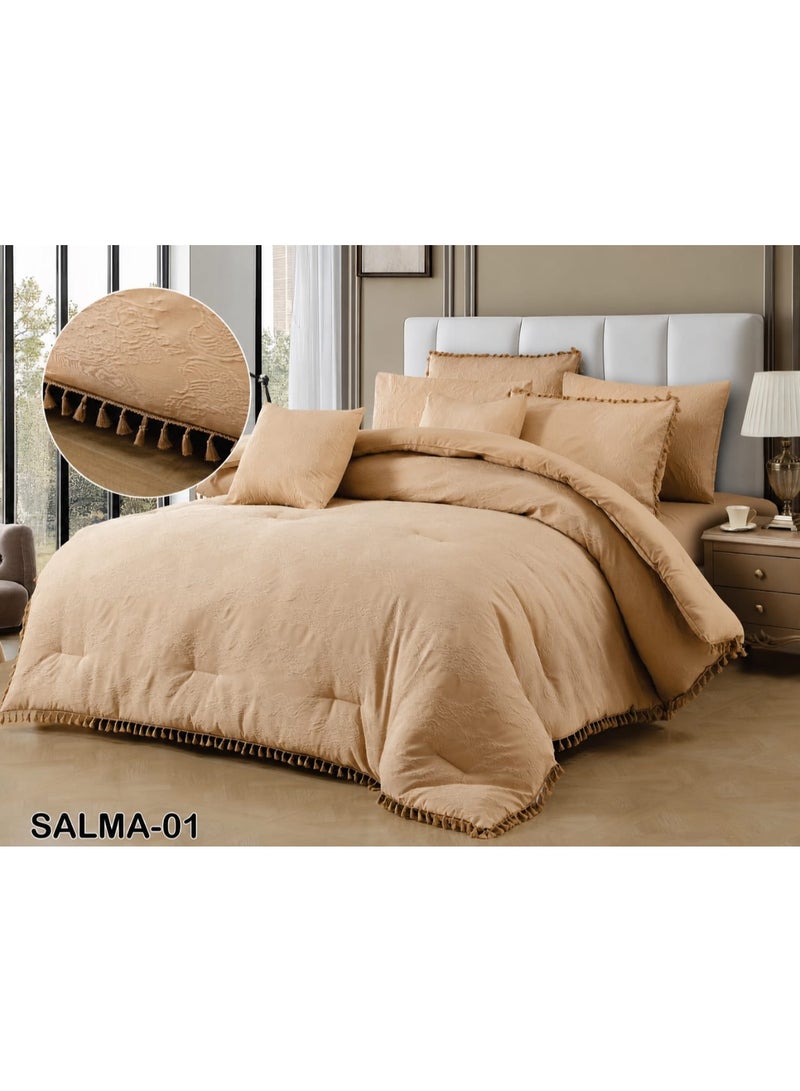 8-piece summer jacquard double bed set with luxurious lace – elegant design and a regal touch for a sophisticated bedroom - Image 3