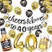 Joymee Happy 40th Birthday Decorations Black Gold Cheers and beers to 40 Years Banner 40th Gold Foil Birthday Balloon Cheers Cup Foil Balloon Party Supplies Kit for Men Women - Image 4
