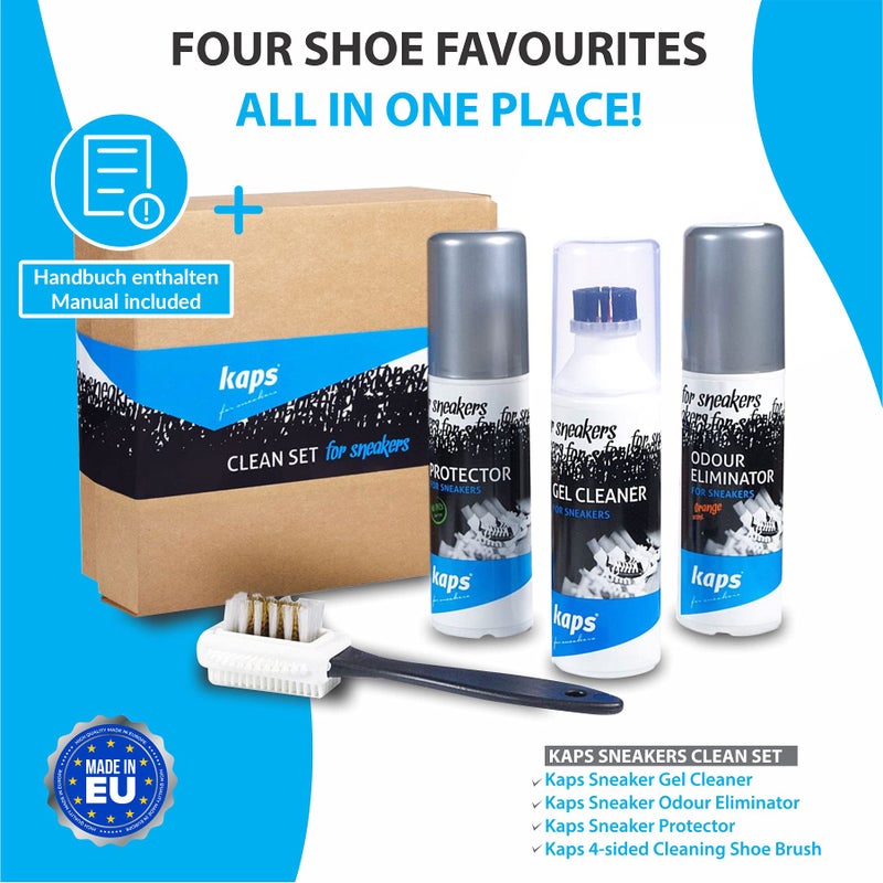 Kaps 4 Sneakers Shoe Care Cleaning Kit - Sneakers Gel Cleaner, Water Repellent Protector Spray, Odour Eliminator 100 ml, Nubuck and Suede Brush â€“ Suitable for Trainer, Suede, Leather, and Nubuck Shoes - Image 3