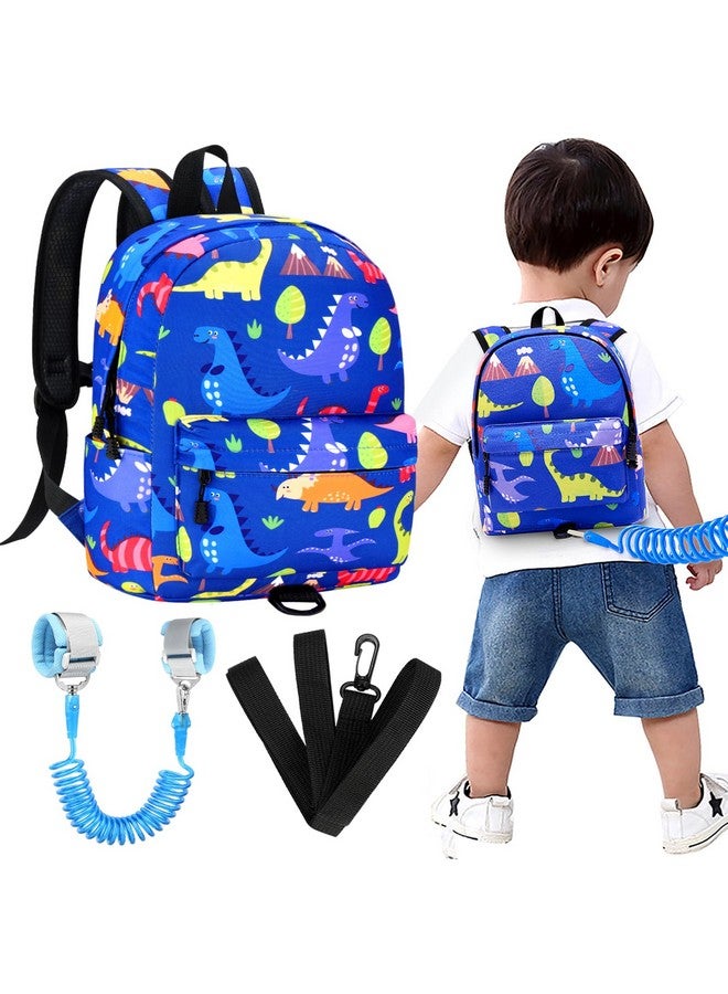 accmor Toddler Harness Backpack Leash, Baby Dinosaur Backpacks With Anti Lost Wrist Link, Cute Mini Child Harnesses Leashes For Walking, Keep Kids Close Back Pack Rope Tether Rein For Boys Girls(Blue)  - Image 1