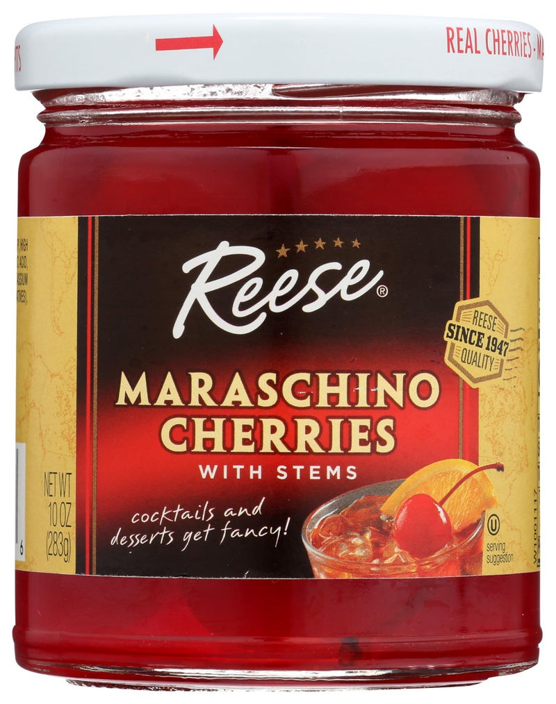 Reese Red Maraschino Cherries with Stems 10oz Pack of 1