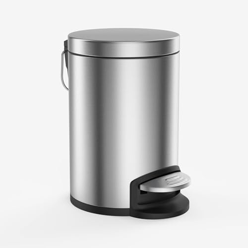 OPR Stainless Steel Pedal Dustbin with Plastic Bucket And Lid| Garbage Bin, Round Shape Dustbin For Home, Office, Kitchen, Bathroom And Bedroom- (7X11 Inches - 5 Litres) - Image 1