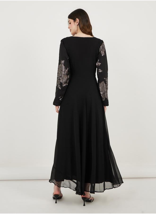 Maxim Creation Maxim Creation Foil Panel Print Draped Maxi Dress  - Image 5