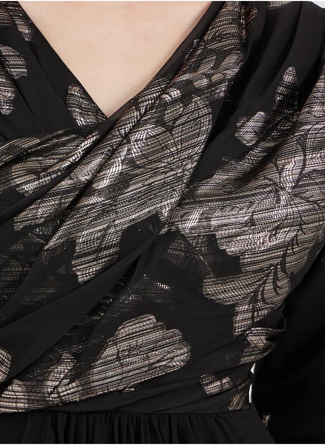 Maxim Creation Maxim Creation Foil Panel Print Draped Maxi Dress  - Image 4
