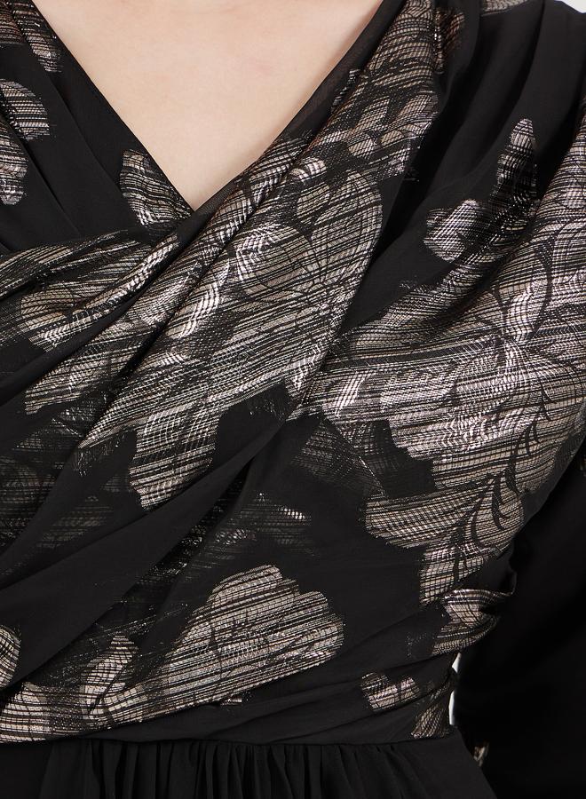 Take Two Foil Panel Print Draped Maxi Dress - Image 4