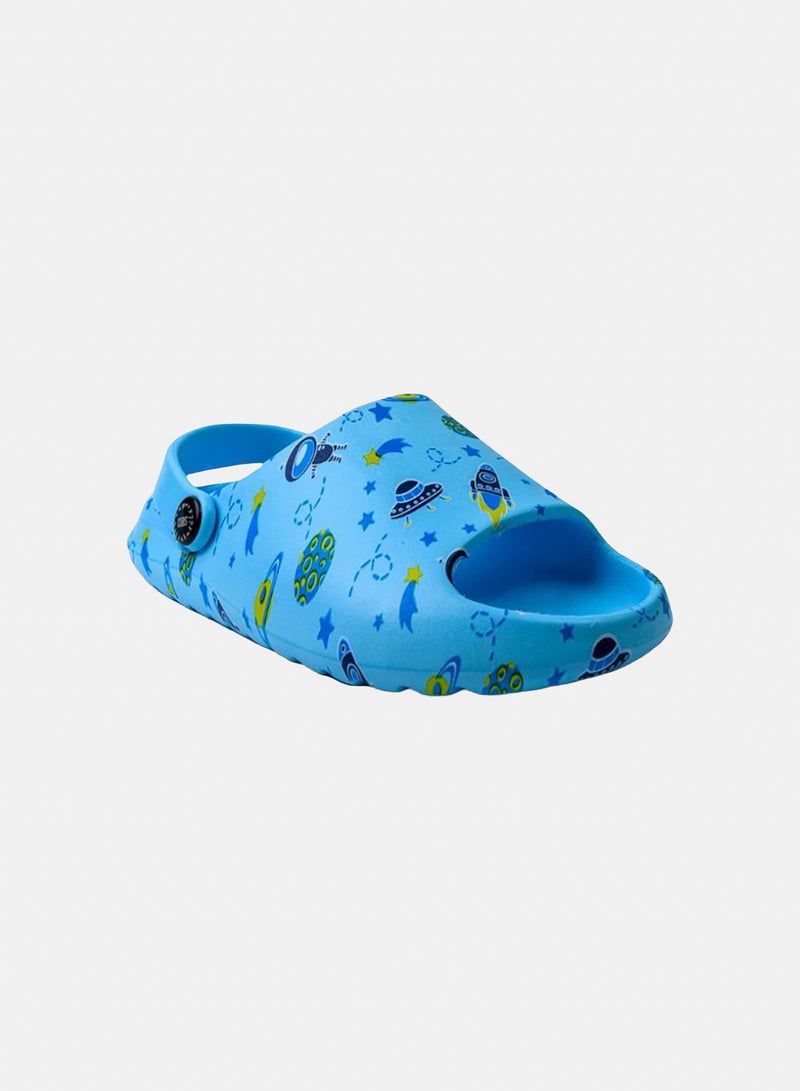 CUBS Boys Rubber Sandals – Baby Blue with Outer Space Print - Image 3