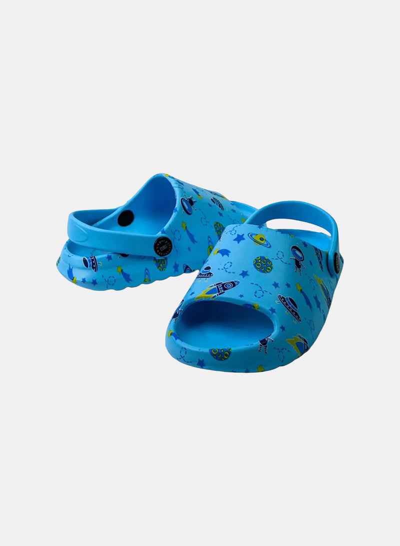 CUBS Boys Rubber Sandals – Baby Blue with Outer Space Print - Image 2