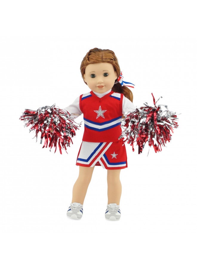 Emily Rose 18 Inch Doll Clothes & Accessories | 7 PC USA 18" Doll Cheer Cheerleader Sports Outfit Toy Gift Set Girls, Including 18-in Doll Shoes and Pom-Poms Accessory! | Fits Most 18" Dolls - Image 1
