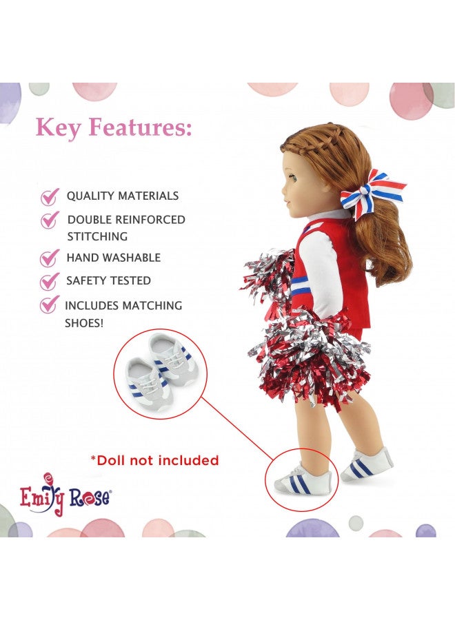 Emily Rose 18 Inch Doll Clothes & Accessories | 7 PC USA 18" Doll Cheer Cheerleader Sports Outfit Toy Gift Set Girls, Including 18-in Doll Shoes and Pom-Poms Accessory! | Fits Most 18" Dolls - Image 4