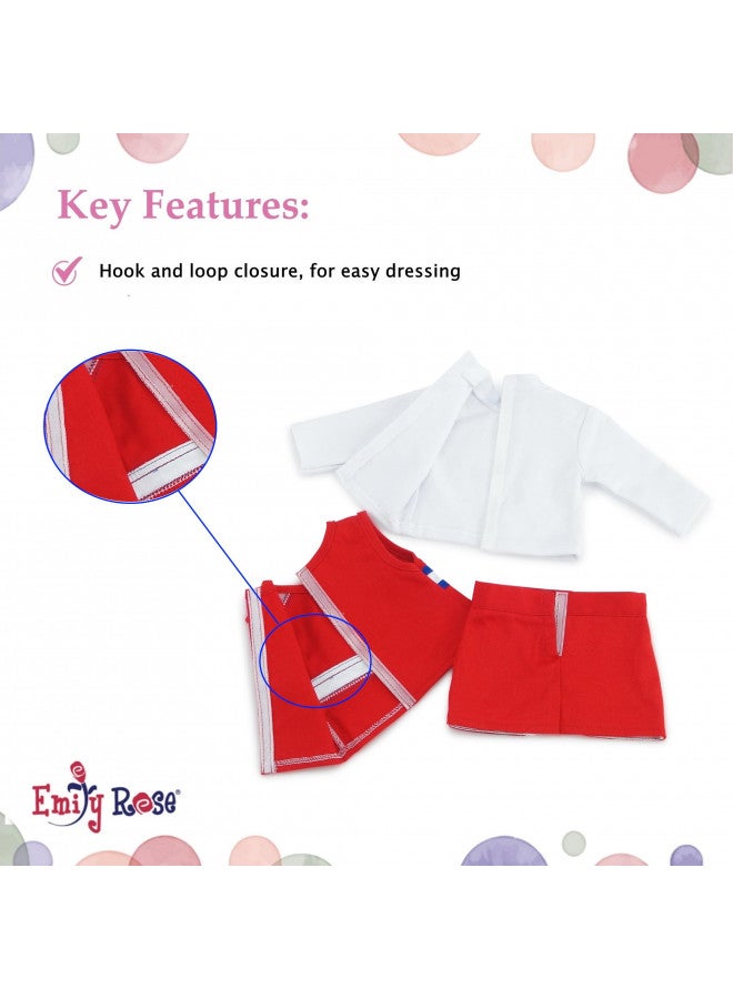 Emily Rose 18 Inch Doll Clothes & Accessories | 7 PC USA 18" Doll Cheer Cheerleader Sports Outfit Toy Gift Set Girls, Including 18-in Doll Shoes and Pom-Poms Accessory! | Fits Most 18" Dolls - Image 5