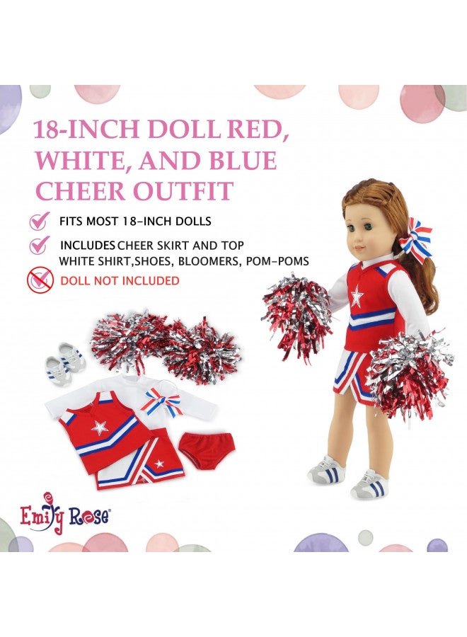Emily Rose 18 Inch Doll Clothes & Accessories | 7 PC USA 18" Doll Cheer Cheerleader Sports Outfit Toy Gift Set Girls, Including 18-in Doll Shoes and Pom-Poms Accessory! | Fits Most 18" Dolls - Image 3