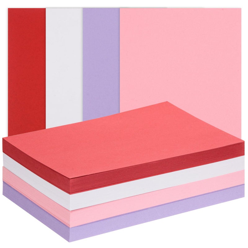 FOBSME 200 Sheets 5x7" Valentine's Day Cardstock Paper Blank 250gsm/92 lb Thick Paper Printable Heavyweight Card Stock Paper for Wedding Invitations,Greeting Cards, Postcards(Red, White, Pink, Purple) - Image 1