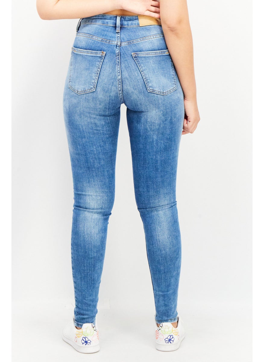 EDC Women Skinny Fit Stretchable Denim Jeans, Blue  - Image 3