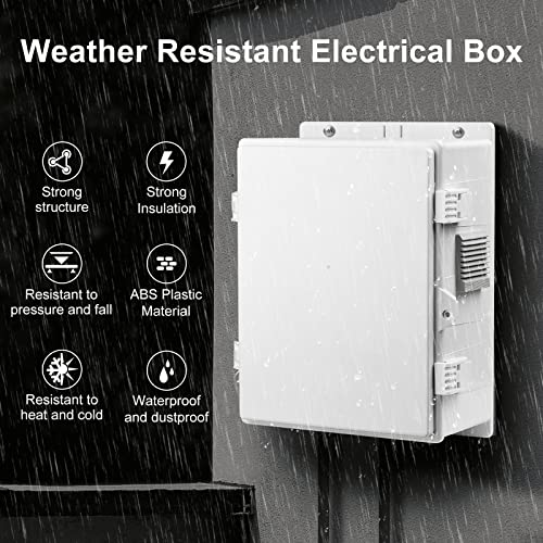 Namunanee Outdoor Electrical Junction Box, ABS Water Resistant Enclosure with Internal Mounting Panel & Hinged Cover, 9.2" H* 7" L* 4.6" W - Image 2