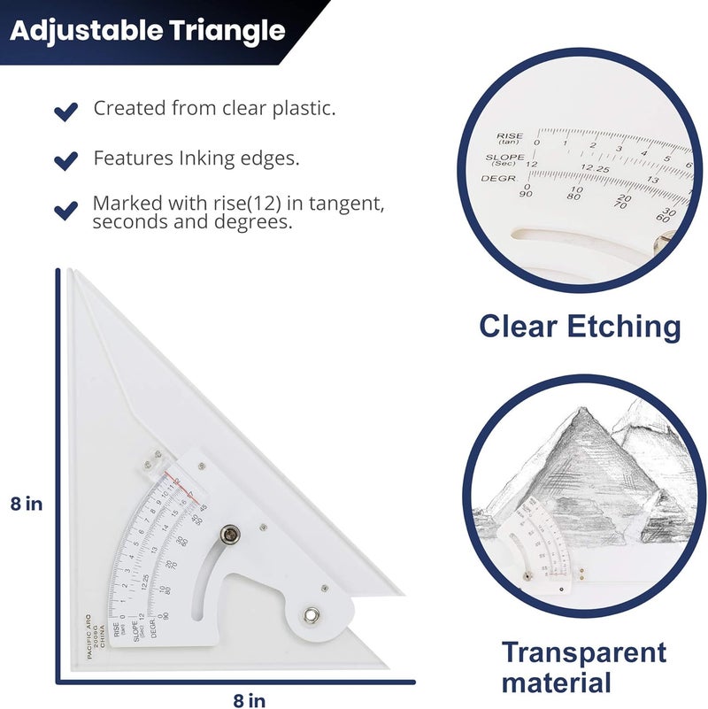 Pacific Arc Adjustable 8 Inch Triangle for Drafting - Image 3