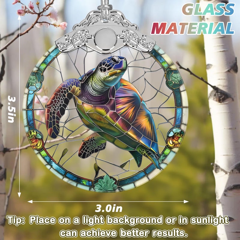 Jocidea Christmas Ornaments - Stained Glass Christmas Decor - Turtle Ornaments for Christmas Tree - Christmas Tree Ornament - Turtle Lovers Gifts - Gifts for Friends - Gifts for Christmas - Unique Gift Idea - Image 2