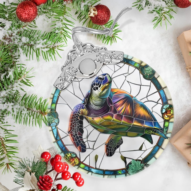 Jocidea Christmas Ornaments - Stained Glass Christmas Decor - Turtle Ornaments for Christmas Tree - Christmas Tree Ornament - Turtle Lovers Gifts - Gifts for Friends - Gifts for Christmas - Unique Gift Idea - Image 5