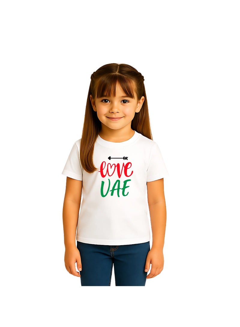 UAE Celebrating National Day Printed Kids Round Neck T-Shirt for Girls - Image 1