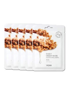 YADAH YADAH Daily Green Facial Sheet Mask Natto Collagen Pack of 5  Vegan 100 Ecofriendly Mask Sheet for Skin Elasticity 