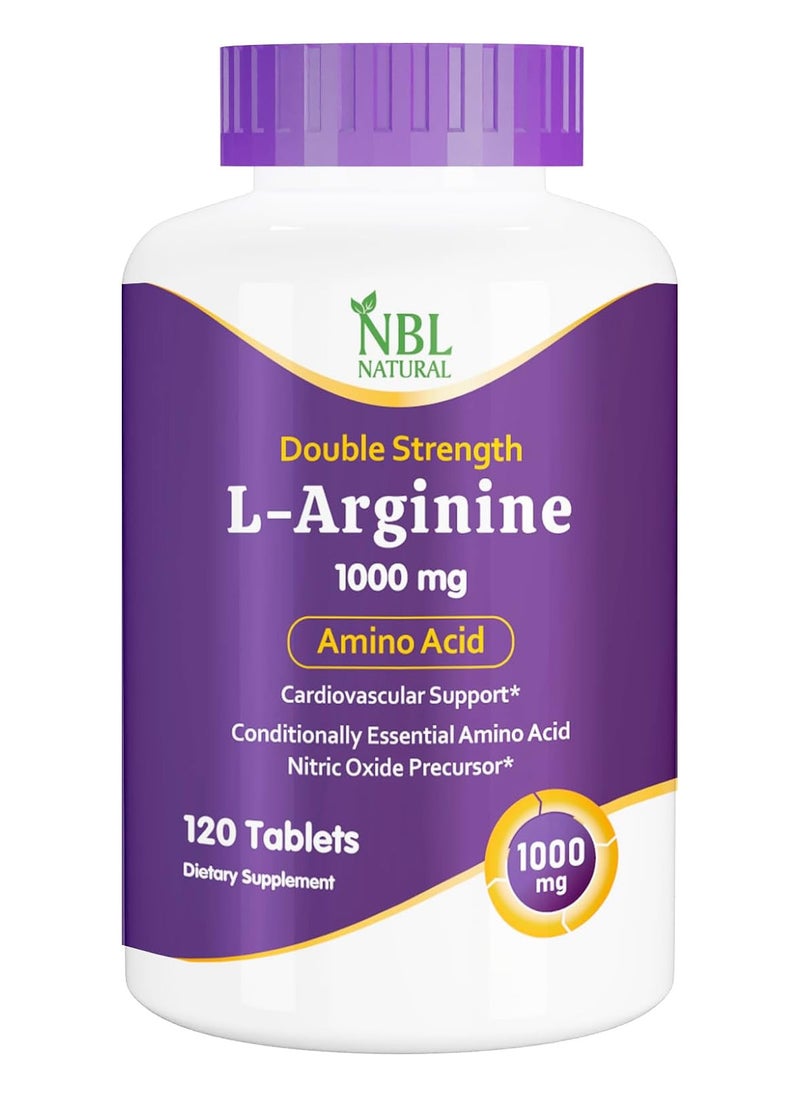NBL Natural NBL Natural, L-Arginine 1,000 mg, Nitric Oxide Precursor, Amino Acid, 120 Tablets  - Image 1