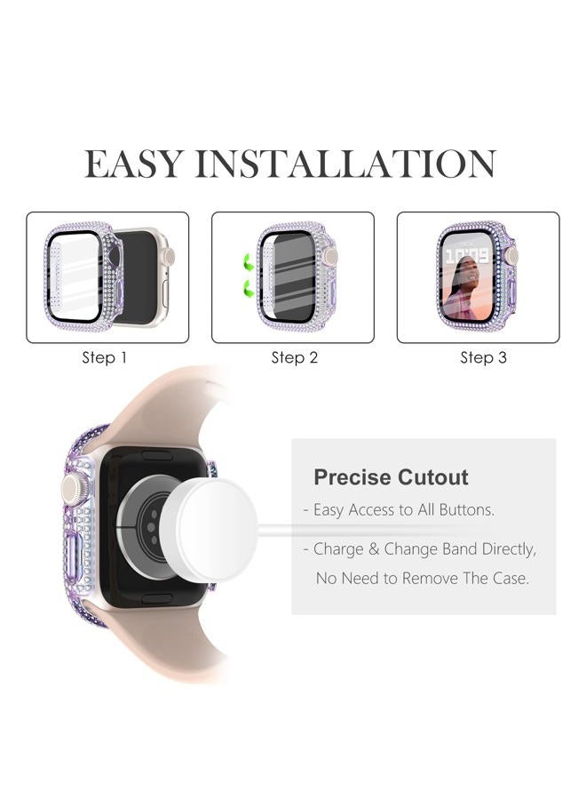 WINGLE Compatible with Apple Watch Screen Protector 42mm Series 11 10, Lady Shiny Diamond Protector Bumper Cover with Tempered Glass Screen Protector for Apple watch case 42mm, 6 Pack - Image 5