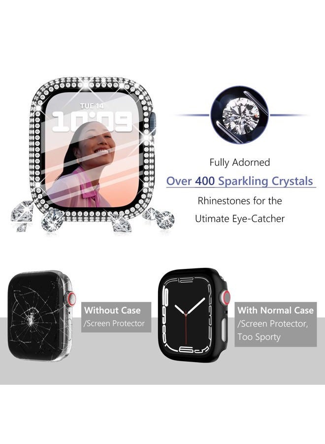 WINGLE Compatible with Apple Watch Screen Protector 42mm Series 11 10, Lady Shiny Diamond Protector Bumper Cover with Tempered Glass Screen Protector for Apple watch case 42mm, 6 Pack - Image 2